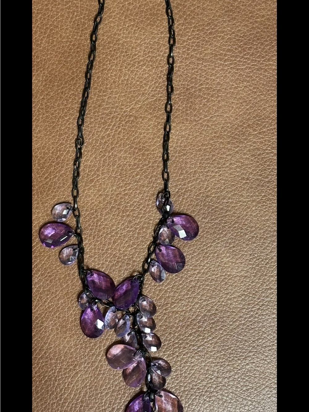 Purple Teardrop Cluster Necklace - Women Jewelry